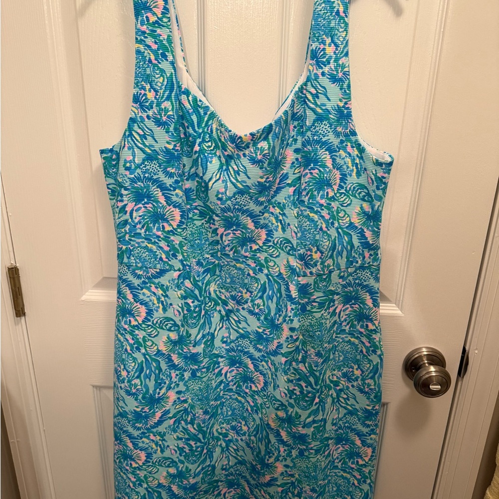 Sleeveless Lilly Pulitzer size XL Blue Floral Shift Dress NWOT